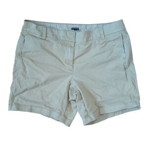 J.Crew Chino Shorts Women 14 Beige Khaki Mid Rise Cotton Twill Classic Summer